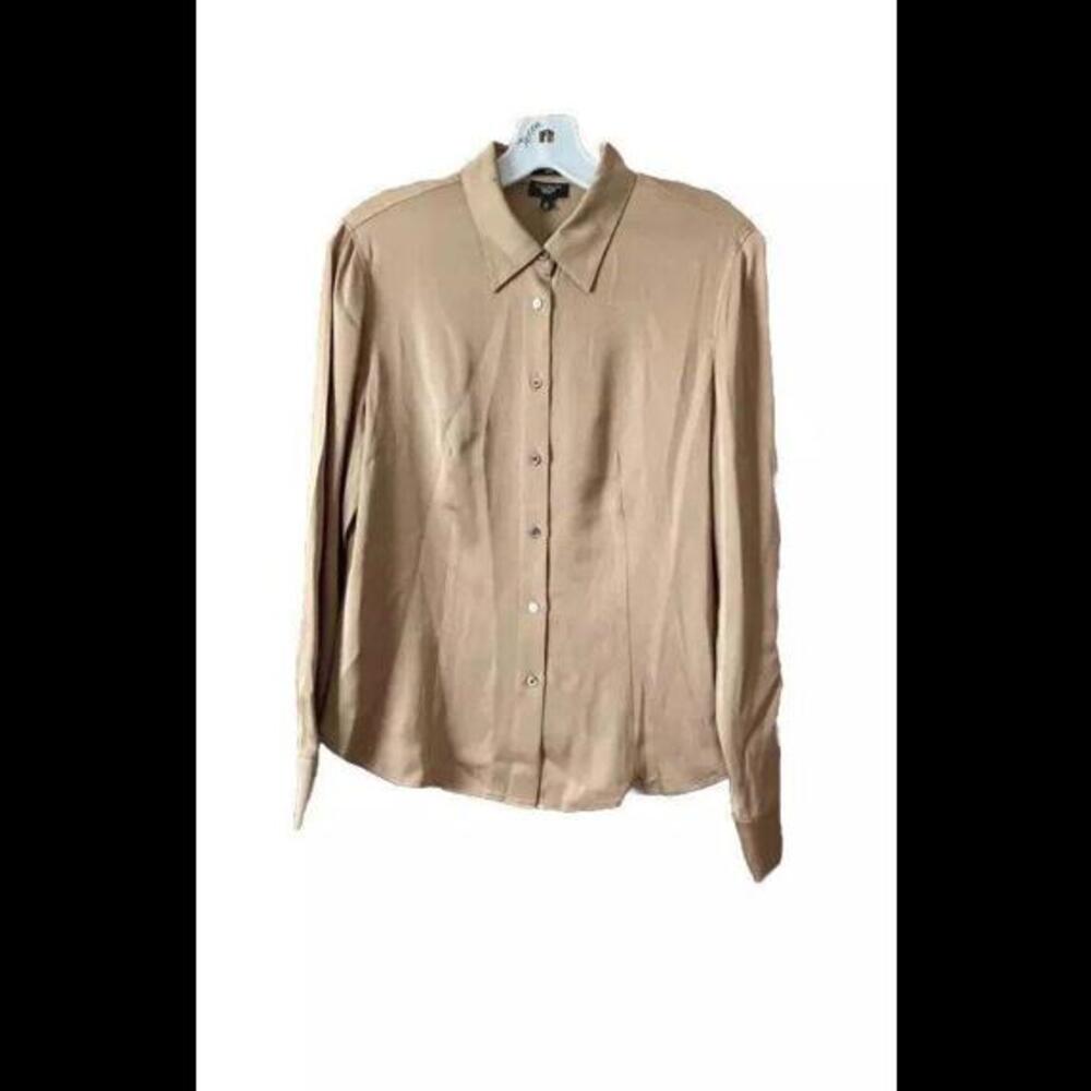 👠👚💛Womens Talbots Silk Blouse Size 8 Petite Long Sleeve Button Up